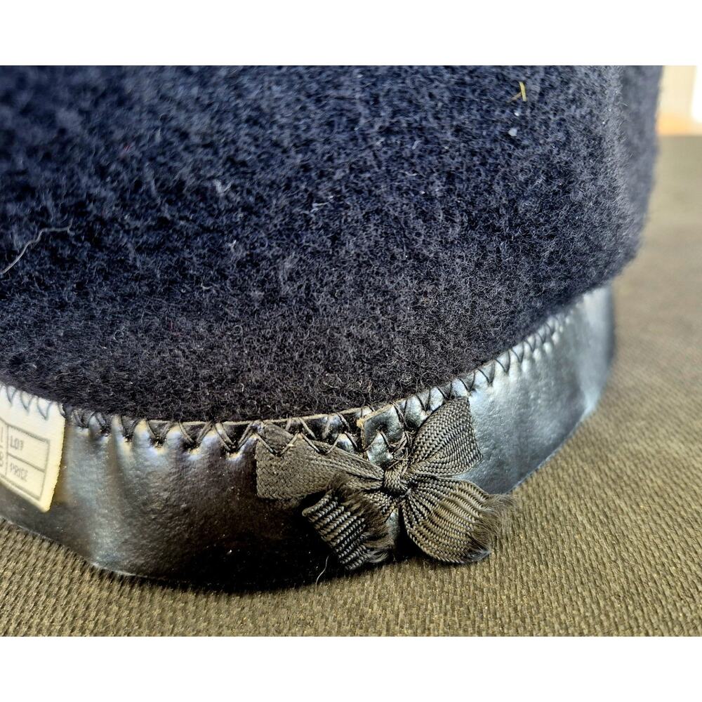 Vintage Beret De Luxe Black 100% Wool 10" WPL 10888 - Picture 8 of 9